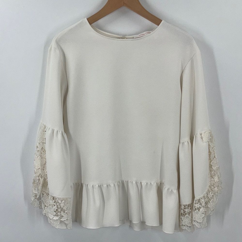 See By Chloe Top With Wide Lace Sleeves Size 36